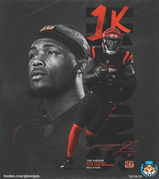 Back-to-back 1,000 yard seasons for @teehiggins5