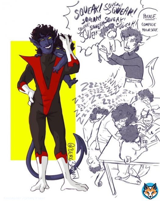 i'm updating my commission sheet and drew a really cute kurt, so here he is on his own w some bamf doodles!!