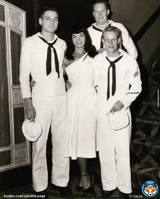 Happy Veterans Day to our women and men who have served!  This 1st pic is a fave for the occasion, and the 2nd is Bettie&rsquo;s bro Jimmie, who served in WWII  The 3rd pic is Bettie & sis Goldie making a sailor sandwich in a pic from the book Beettie Page: The Lost Years