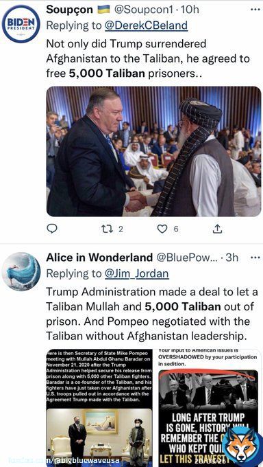 With the blessing of the entire Republican Party, Donald Trump & Mike Pompeo released 5000 Taliban terrorists and their founder as they surrendered Afghanistan.  Never forget this. Never forgive Republicans for this.