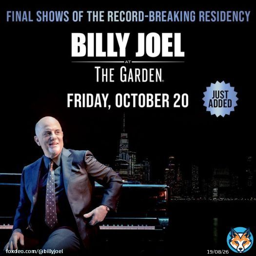 JUST ANNOUNCED: Billy Joel adds the first of his final 10 monthly residency shows at @TheGarden on Oct 20, 2023. After ten extraordinary years, Joel&rsquo;s historic franchise run will conclude in July 2024 with his 150th lifetime performance at The World&rsquo;s Most Famous Arena.