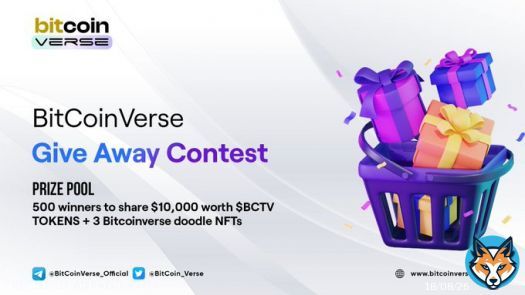 BitCoinVerse Give Away Contest   $10,000 worth of $btcv tokens & btcv doodle NFTs up for grabs!   500 winners and Top 3 Participants will get a doodle NFT and $20 worth $btcv Tokens Each   Gleam Competition Link: