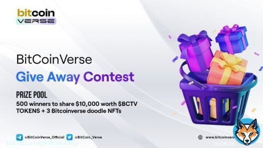 BitCoinVerse Give Away Contest   $10,000 worth of $btcv tokens & btcv doodle NFTs up for grabs!   500 winners and Top 3 Participants will get a doodle NFT and $20 worth $btcv Tokens Each   Gleam Competition Link: