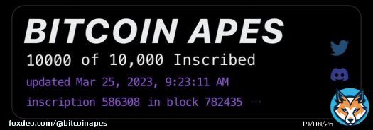 Exactly 2 months ago today the final 10,000th Bitcoin Ape was inscribed - congratulations to the community!