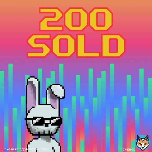 Thanks everyone for your continued support!  We have reach our first milestone of 20% SOLD! 233 Ordinals Bit Bunnys are now with their rightful owners!  #ordinals #BitBunnys
