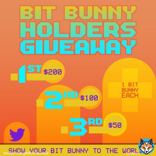 Bit Bunny Holder Giveaway Contest is ON!   How to participate:   Share your Bit Bunny on Twitter.   Tag us @BitcoinBunnys   Use hashtags #Ordinals & #BRC20   Post your proof on our Discord server!  You could win up to $200! Start sharing & goood luck!  #Giveaway