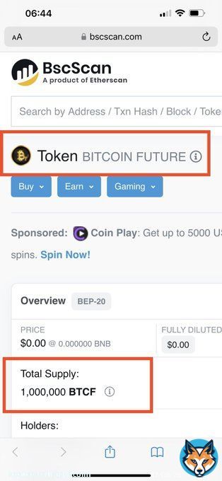 Announcement to the whole community, To increase brand awareness of Bitcoin Future (BTCF), we have added logo and media channels to Bscscan.  Bitcoin Future (BTCF) Officially Accredited on the Binance Network. #BitCoin #Bitcoinf #BitcoinFuture #BTCF #Crypto