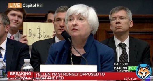 Since Bitcoin Sign Guy photobombed Janet Yellen, #Bitcoin has risen 1,079%.