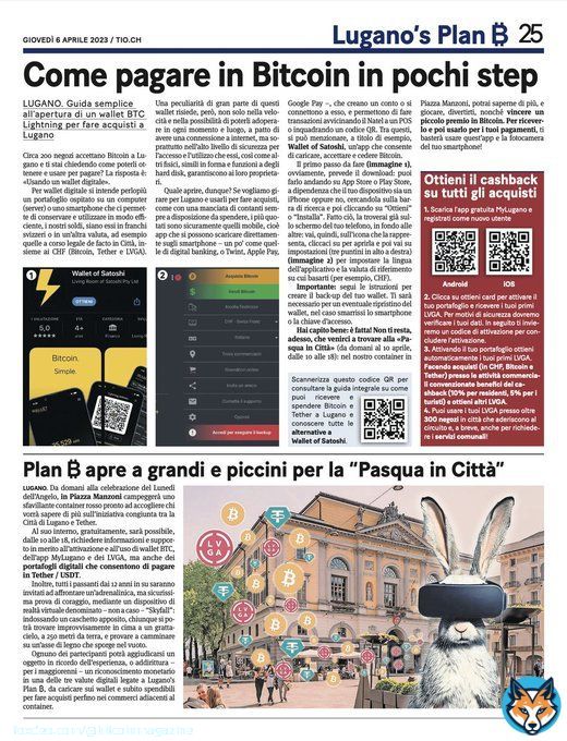 Newspaper in Lugano, Switzerland teaching people how to pay at local stores with #Bitcoin Lightning