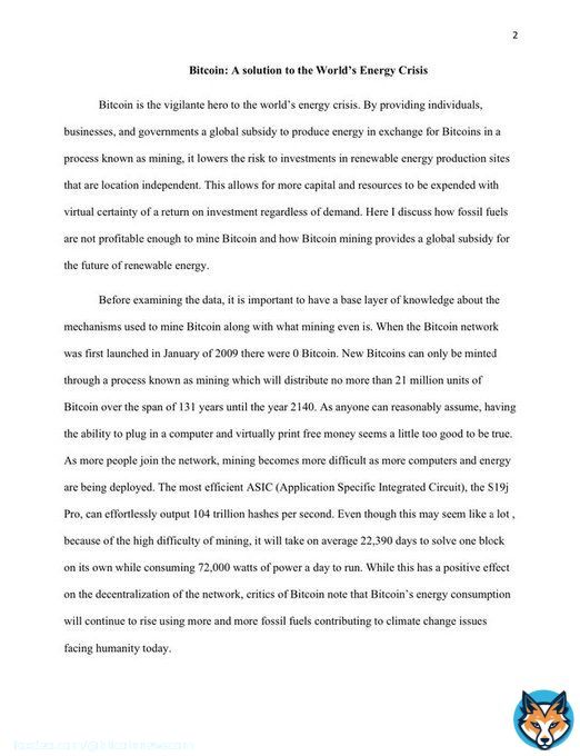 NEW: Texas A&M college student receives an 'A' on a paper describing #Bitcoin as a solution to the world's energy crisis   Maybe there's hope for academia after all...