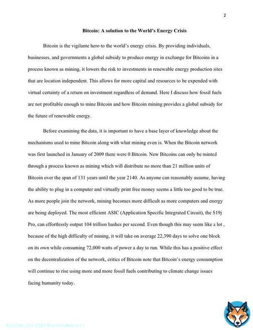 NEW: Texas A&M college student receives an 'A' on a paper describing #Bitcoin as a solution to the world's energy crisis   Maybe there's hope for academia after all...