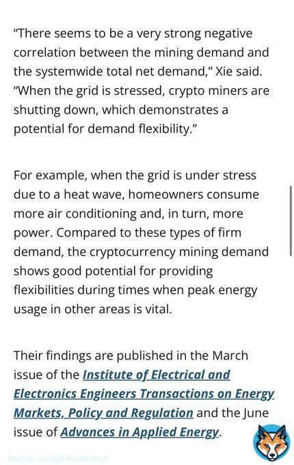 Texas A&M University has been researching the intersection between #Bitcoin mining and grid stability. What they&rsquo;ve found is that demand flexibility afforded by Bitcoin&rsquo;s decentralized architecture reduces stress on the grid at peak times.