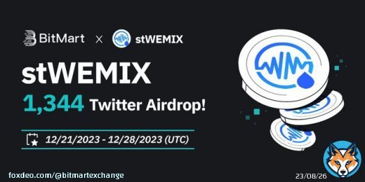 #BitMart X #stWEMIX #Airdrop   Follow @BitMartExchange & @WemixNetwork  Join  &    RT & Tag 3 frds & Like Fill in   300 lucky winners/1,344 stWEMIX Register Now:  more
