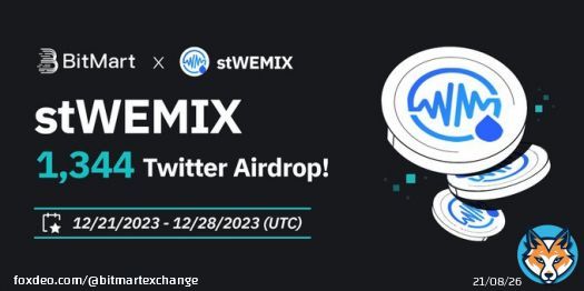 #BitMart X #stWEMIX #Airdrop   Follow @BitMartExchange & @WemixNetwork  Join  &    RT & Tag 3 frds & Like Fill in   300 lucky winners/1,344 stWEMIX Register Now:  more