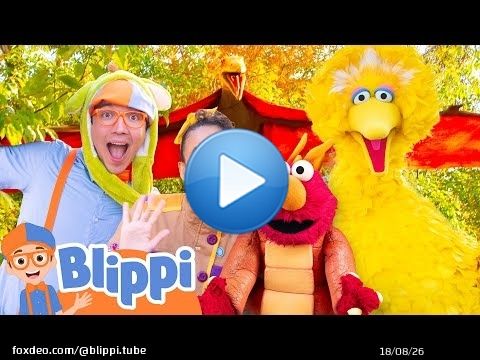 Blippi and Meekah's ROARing Dino Day with Elmo and Big Bird - Dinosaur Day with Sesame Street!