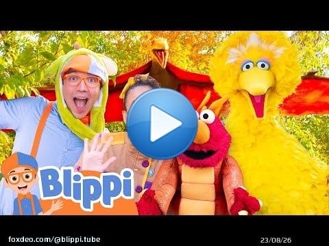 Blippi and Meekah's ROARing Dino Day with Elmo and Big Bird - Dinosaur Day with Sesame Street!