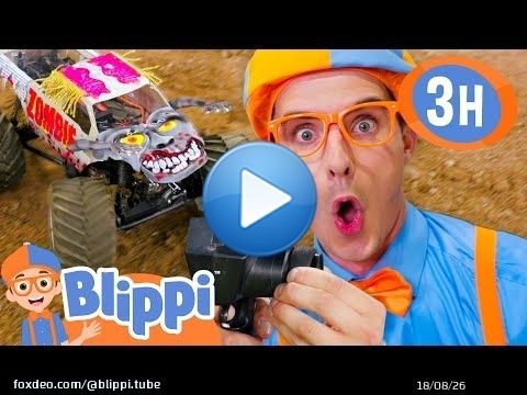 Monster Jam Truck Adventures! | 3H of the best Vehicle Videos | Blippi's Vroom Vroom Vehicle Show
