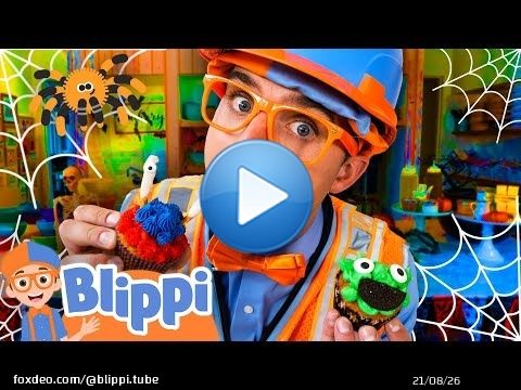Can Blippi Make MONSTER Cupcakes \ud83e\uddc1\ud83d\udc79 and Spooky Halloween Snacks?!