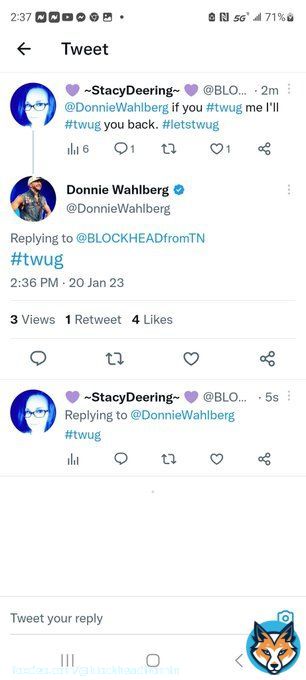 Nothing like getting a #twug from @DonnieWahlberg to brighten your day. Thanks Donnie