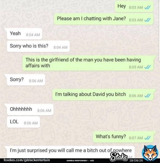 This funny conversation between this side chick and the main girlfriend is all you wanna read today  Open the thread for the complete part