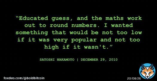 Satoshi Nakamoto on the 21 million #Bitcoin&nbsp;limit.