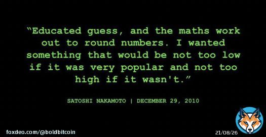 Satoshi Nakamoto on the 21 million #Bitcoin&nbsp;limit.