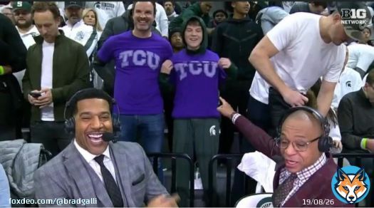 Michigan State fans wore TCU shirts to the basketball game against Michigan