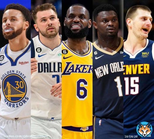 TITULARES DO ASG!  Oeste: - Stephen Curry (GSW) - Luka Doncic (DAL) - LeBron James (LAL) - Zion Williamson (NOP) - Nikola Jokic (DEN)   @/hoopsalerts