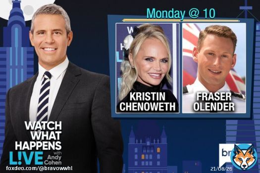 TONIGHT at 10/9c, it's #WWHL with Kristin Chenoweth & Fraser Olender!  #SouthernHospitality stars Will Kulp & Emmy Sharrett will be behind the bar!