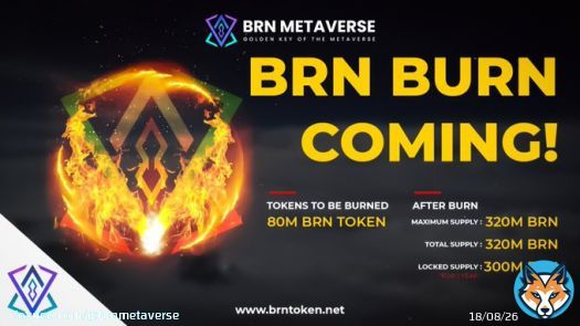 Lower Supply Stronger #BRN !   We are burning 80M of BRN in total! Burning will take place in 1 week. After that, the maximum supply will drop from 400 M to 320 M. (300M supply locked.)   #BRN is available on Mexc, Bitmart, Bibox, and XT.  So join usfor the ascension!  #Bitcoin