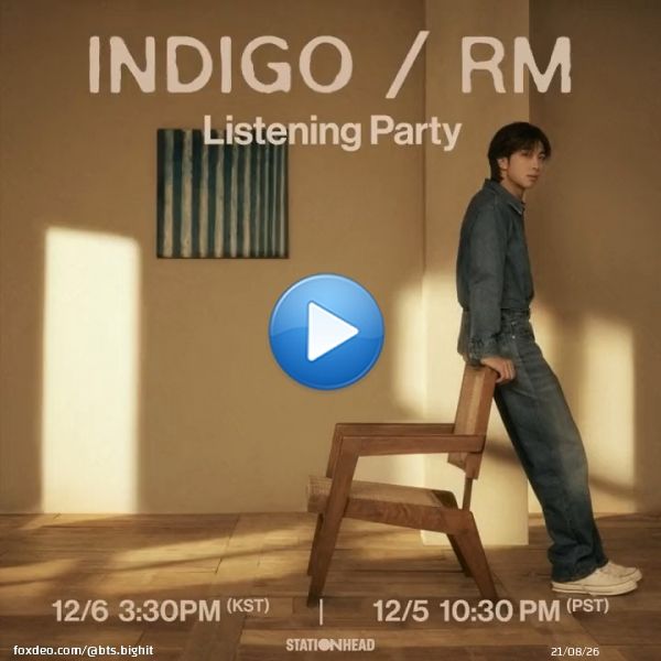 Join the RM 'Indigo' Listening Party on @Stationhead! And don't miss the surprise!   Dec 5, 10:30pm PT | Dec 6, 3:30pm KST    *Stationhead log-in & Connect to Spotify or Apple Music account required