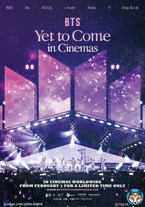 <BTS: Yet To Come in Cinemas> Cinematic cuts only in ScreenX, 4DX and big screens     Release at 1st, Feb, 2023   Ticket opens at 11st, Jan, 2023  Info at     #YetToComeInCinemas