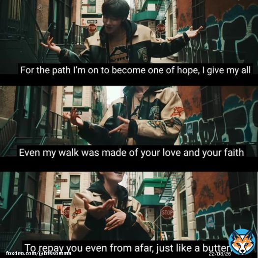 ' for the path I'm on to become one of hope, I give my all  Even my walk was made of your love and your faith  To repay you even from afar, just like a butterfly'  I felt this on my heart