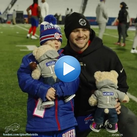 .@JoshAllenQB met cancer warrior Abbie over the summer.  Abbie recently found out her tumor is gone, so Josh had her on-field pregame to celebrate.  We love every bit of this moment.