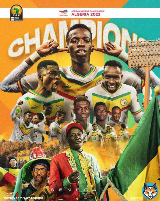 ANOTHER CONTINENTAL TITLE FOR    Senegal are the #TotalEnergiesCHAN2022 champions    The first-ever #TotalEnergiesCHAN title for the Lions of Teranga