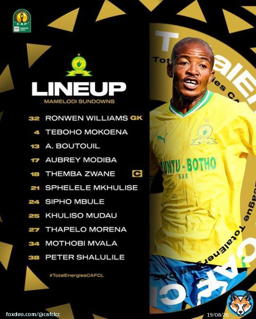 Starting 11s confirmed.   Check below how @Masandawana & @WACofficiel start their #TotalEnergiesCAFCL semis 2nd-leg.