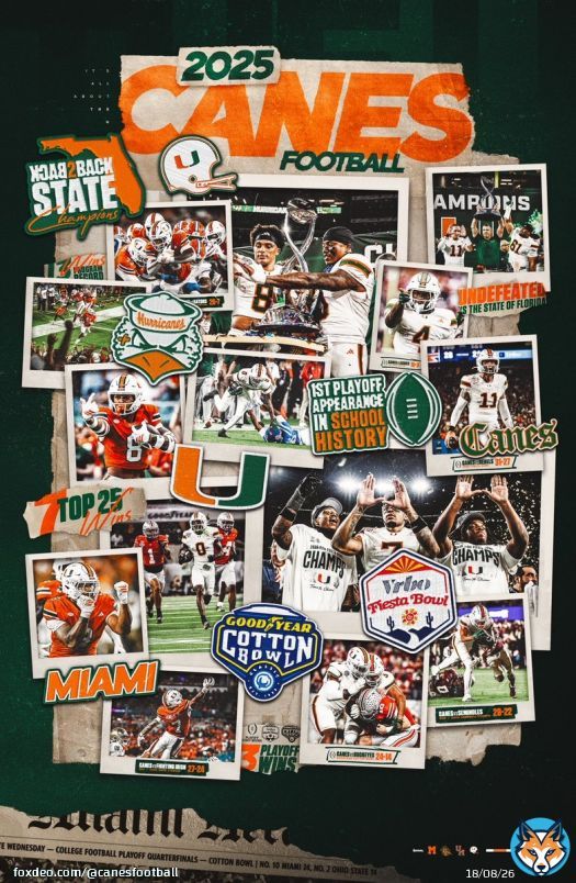 Canes Fam, get your 2025 @CanesFootball posters at @CanesHoops’ game vs UNC on February 10th!