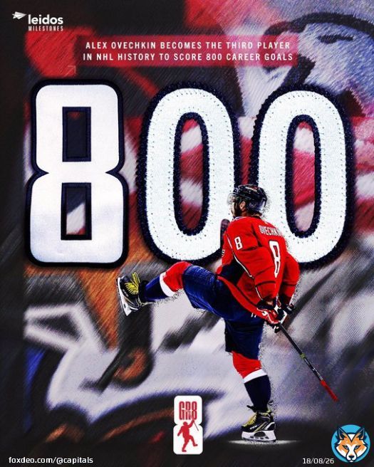 ALEX OVECHKIN IS THE THIRD PLAYER IN NHL HISTORY TO SCORE 800 CAREER GOALS  #Gr800 | @LeidosInc
