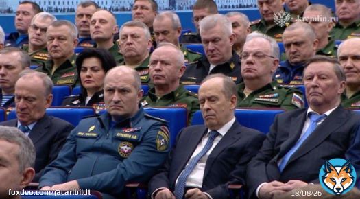 The highest military and security leadership of  today had to listen to a speech by Vladimir Putin. Enthusiasm seems to have been kept well under control.