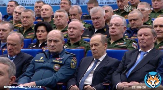 The highest military and security leadership of  today had to listen to a speech by Vladimir Putin. Enthusiasm seems to have been kept well under control.