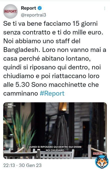 A Rete 4 e da Formigli tutti ristoratori onesti. A #reportrai3 la vita reale, quella vissuta ogni giorno da milioni di giovani in cerca di lavoro, non solo nella ristorazione.  #report