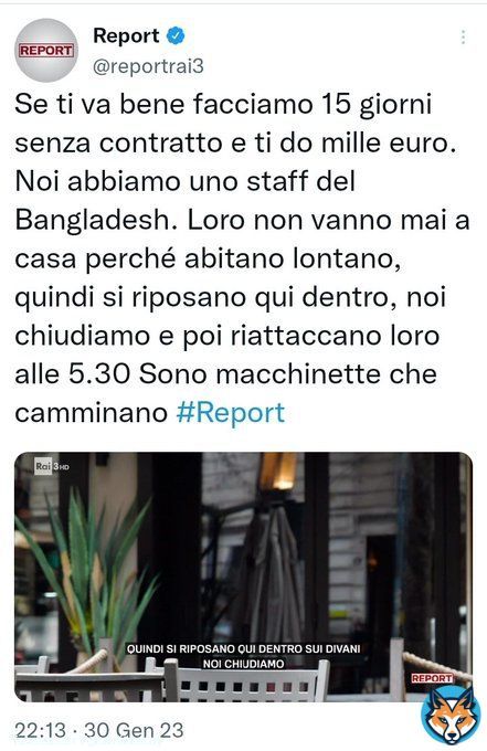 A Rete 4 e da Formigli tutti ristoratori onesti. A #reportrai3 la vita reale, quella vissuta ogni giorno da milioni di giovani in cerca di lavoro, non solo nella ristorazione.  #report