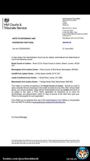 Breaking news  Update regarding the Judicial review application against The Metropolitan Police for their failures to investigate the crimes over the pandemic. The High court have now accepted and sealed the claim.  Today the 21st of June 2023 we have sent a full copy of&hellip;&nbsp;Show more
