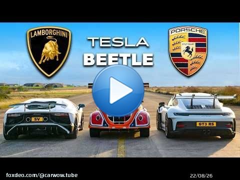 911 GT3 RS v Lambo V12 vs Tesla Beetle: DRAG RACE