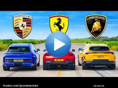 New Porsche Cayenne EV v Ferrari Purosangue v Lambo Urus DRAG RACE