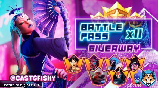 X11 Battle Passes Giveaway  | Ends at New Season Release !  - Retweet  - Follows @KYodeliz ~ @MortyGivesW ~ @Purlzay ~ @SixWheelsGabe ~ @TSASnoops ~ @IceWolfGoattt ~ @daphneblak and @Castg19 w/  ON.  #Fortnite #FortniteMEGA #FortniteChapter4 #FortniteChapter2Season2