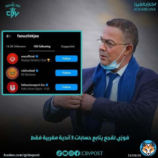 الأندية المفضلة لفوزي لقجع في البطولة ????