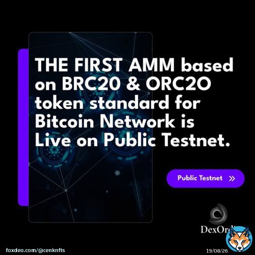 Introducing @dexordi the pioneering DEX with a cutting-edge AMM based on BRC20 & ORC2O token standard for Bitcoin Network.    Join the testnet today and dive into the exciting world of trading while earning fantastic airdrops.  Don't miss out!   Join Telegram and be&hellip;&nbsp;Show more