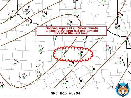 So far, slightly veered low level winds and elongated hodographs have kept the DFW supercell primarily a large hailer. However, as this moves deeper into Dallas, the tornado threat may ramp up with higher 0-1km SRH (200-300m2s2) which indicates more low level shear.