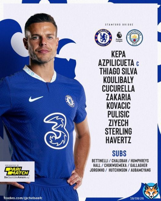 Your Chelsea side tonight!   @ParimatchGlobal | #CheMci